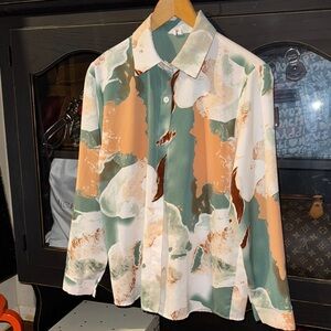 🍑🐸🍨☀️Abstract Print Button-Up Shirt